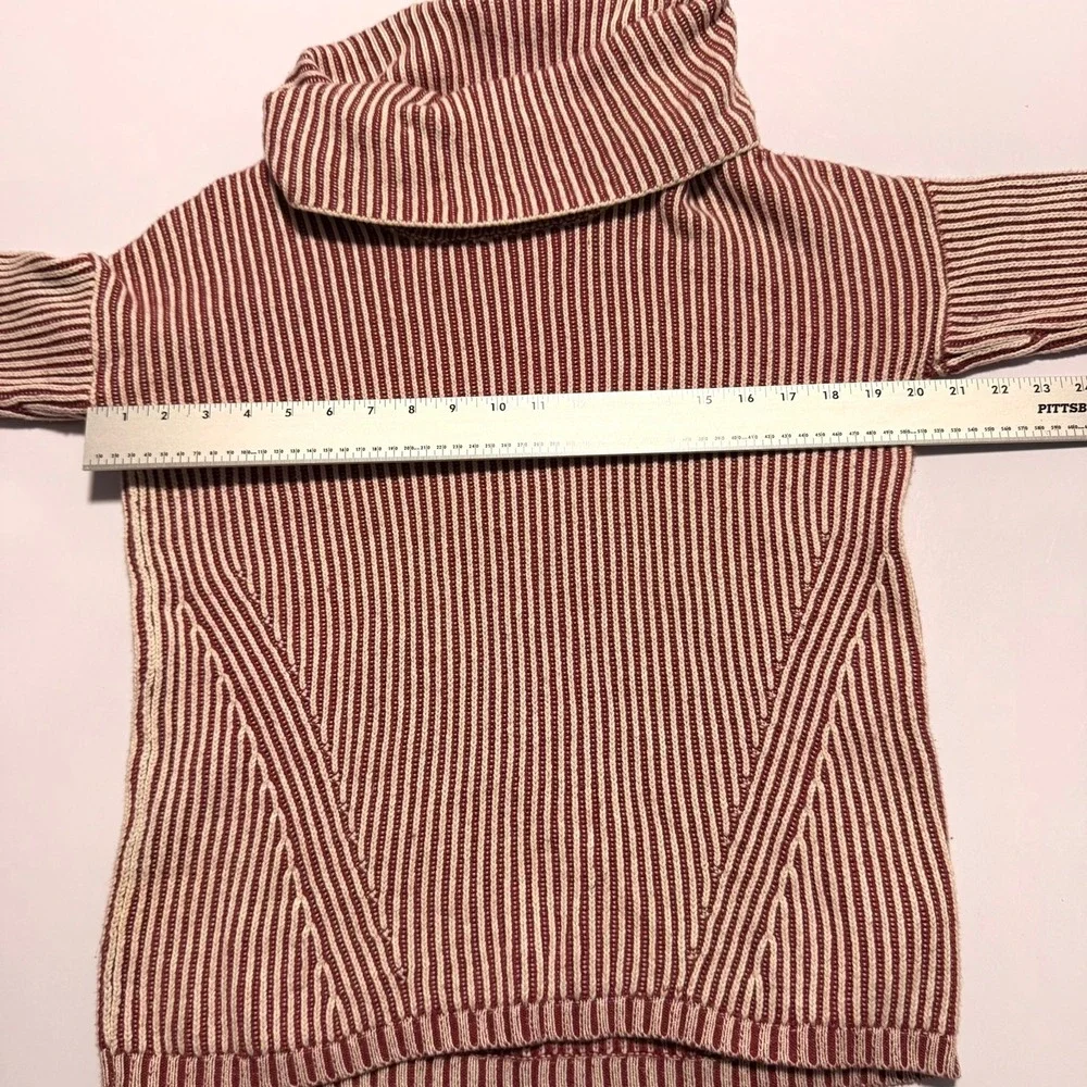 Rachel‎ Zoe Cowl Neck Striped Knit Sweater Size S Burgundy Cream Casual